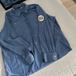 Light Blue Denim RocaWear long sleeve Button Up